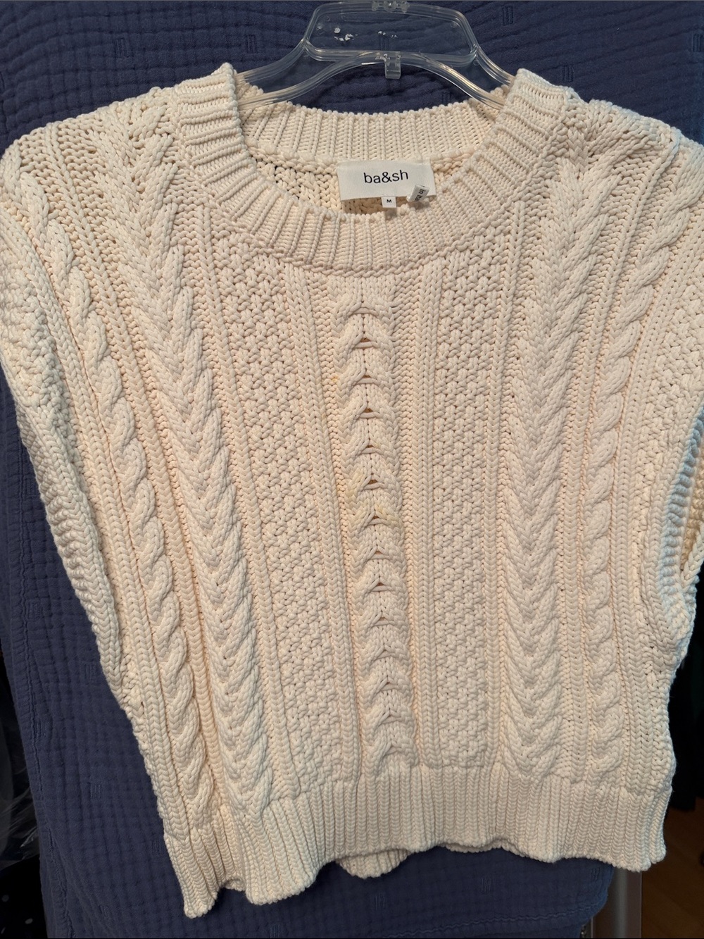 ba&sh Cream Cable-Knit Crew Sweater Vest